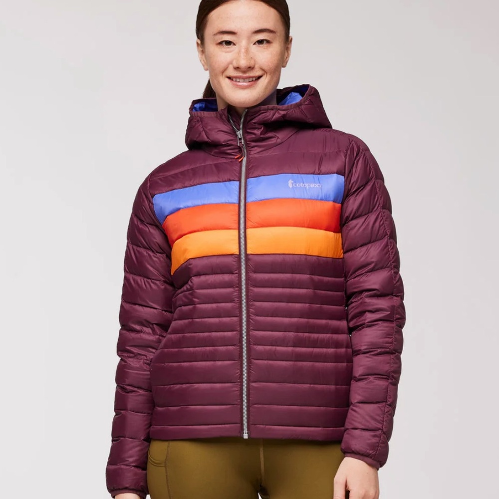 Cotopaxi Fuego hooded jacket in wine stripes GUC